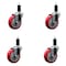 Service Caster 4'' Red Poly Wheel Swivel 1-1/4'' Expanding Stem Caster Set, 4PK SCC-EX20S414-PPUB-RED-114-4 - alternate 1